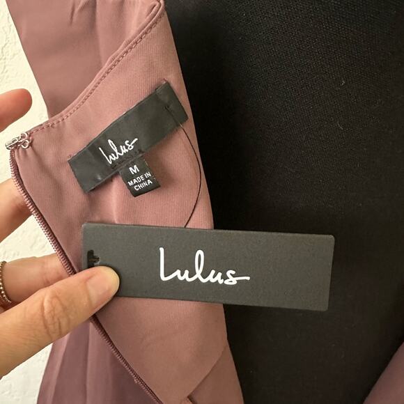 Lulus Reinette NWT New Mauve Midi Dress size M medium Faux wrap Spaghetti Strap - Picture 2 of 11